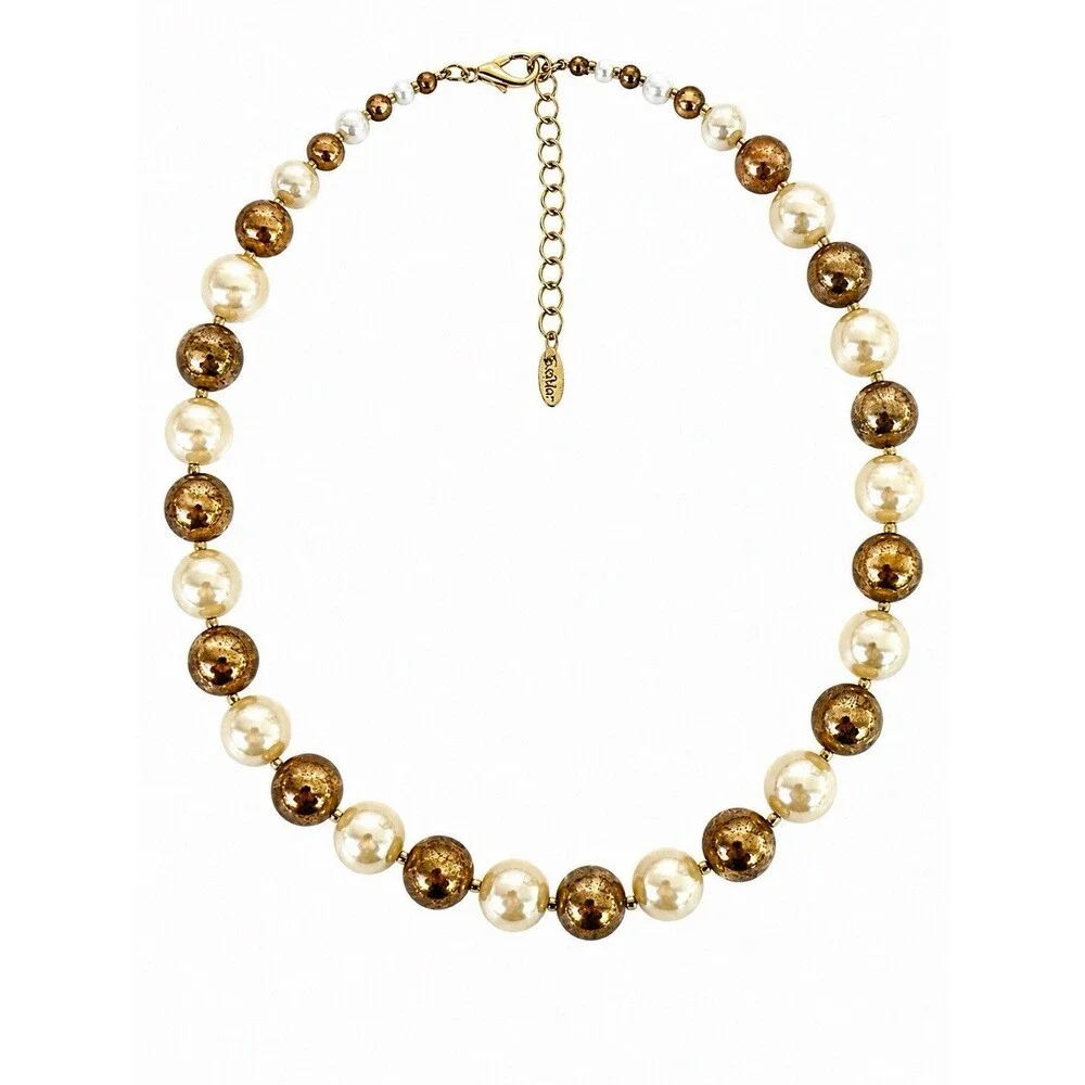 Vintage Esmor Faux Pearl Necklace Gold Tone Beaded Old Money Quiet Luxury 18-20
